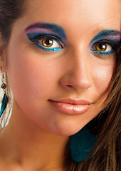 Image showing Closeup photo of a girl with beautiful makeup