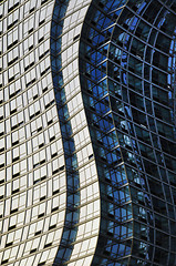 Image showing Twisted glass and steel skyscraper structure