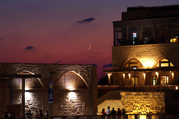 Image showing a restourant near a sunset sea