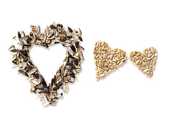 Image showing sunflower seeds heart