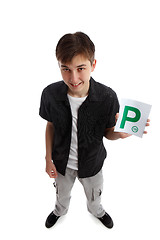 Image showing Teenager with licence P Plates 