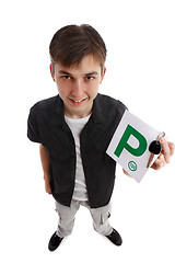 Image showing Teenager with green P licence plates