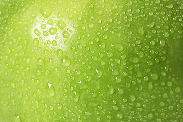 Image showing green wet apple macro