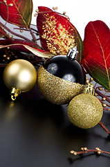 Image showing Golden christmas balls