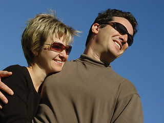Image showing Happy couple against blue sky