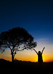 Image showing Woman in Sunset