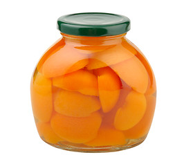 Image showing compote of apricots in a glass jar
