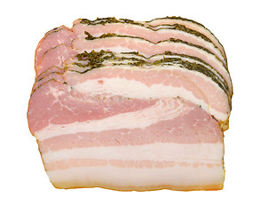 Image showing sliced bacon isolated on a white background