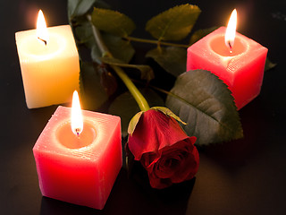 Image showing rose and candles