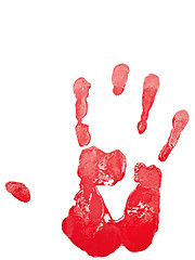 Image showing hand print in red