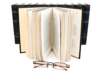 Image showing open book and glasses