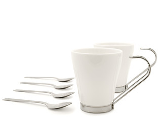 Image showing white modern cups and spoons