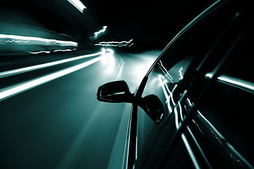 Image showing night drive with car in motion 