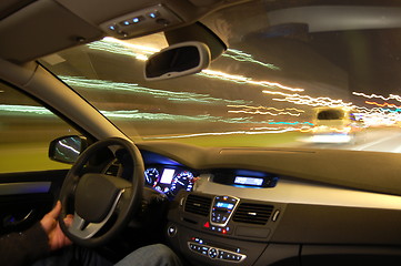 Image showing car in motion at night