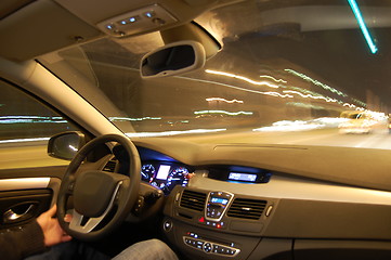 Image showing car in motion at night