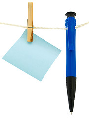 Image showing blank note and ballpoint