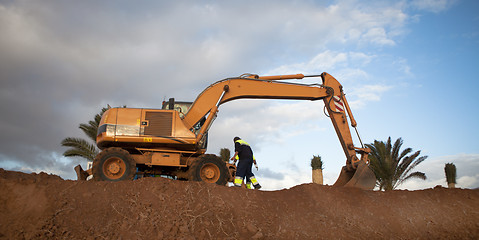Image showing excavator works on construction of new road