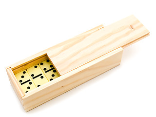 Image showing domino in wooden box