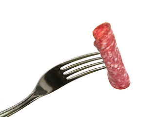 Image showing wurst at fork