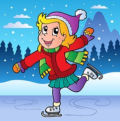 Image showing Winter scene with skating girl