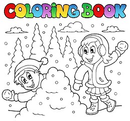 Image showing Coloring book winter theme 2