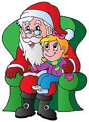 Image showing Santa Claus and small girl