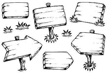 Image showing Wooden boards drawings collection