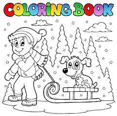 Image showing Coloring book winter theme 1