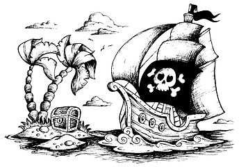 Image showing Drawing of pirate ship 1