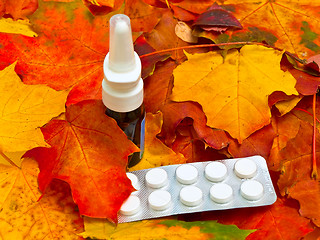 Image showing autumn leaves and medicament