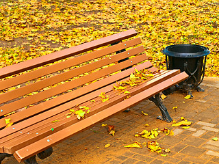 Image showing Autumn bench