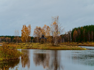 Image showing old pavilion at autumn island