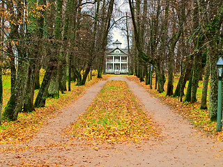 Image showing Autumn alley with house