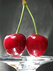 Image showing  two cherries