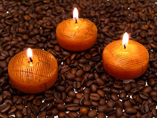 Image showing candles and coffe beans