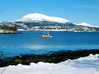 Image showing Fishingboat on Norwegian fjord