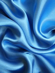 Image showing Smooth elegant blue silk as background