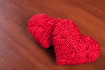 Image showing two red thread hearts 