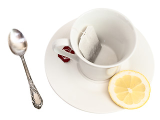 Image showing cup of tea with lemon