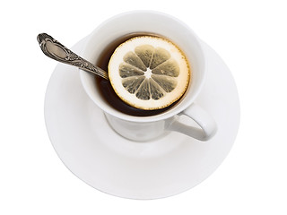 Image showing cup of tea with lemon