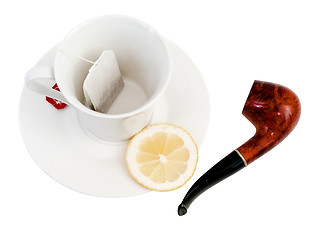 Image showing cup of tea with lemon