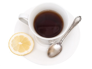 Image showing cup of tea with lemon