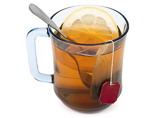 Image showing cup of tea with lemon