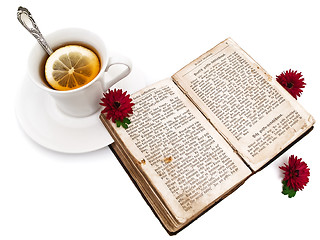 Image showing tea and book