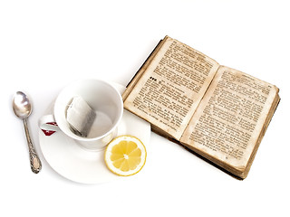 Image showing tea and book