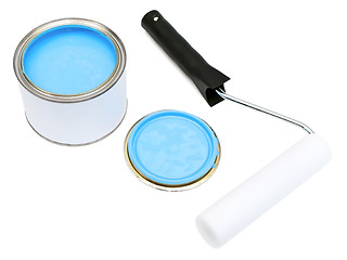 Image showing parlon roller near blue color can