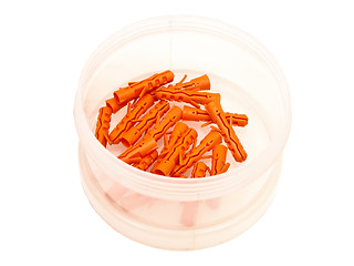 Image showing orange dowel pins