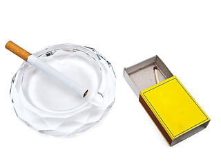 Image showing ashtray, cigarette and match