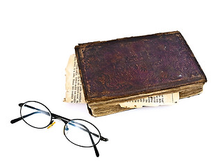 Image showing old book and glasses