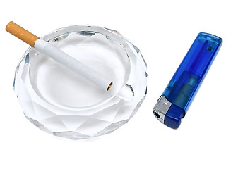 Image showing ashtray,cigarette and lighter